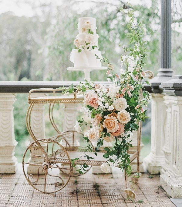 Vintage Bar Cart Cake Table